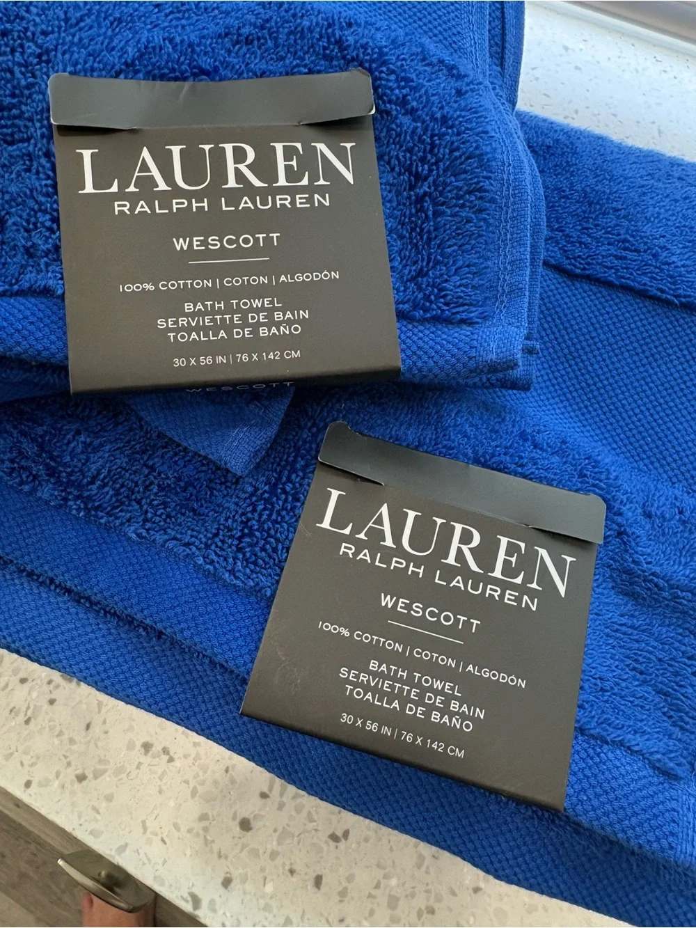 NEW Lauren Ralph Lauren Deep Blue Bath Towels - Set of 2